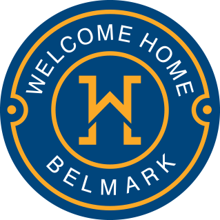 Blue and gold Belmark badge