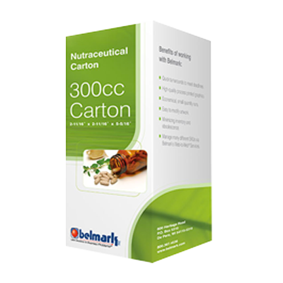 Nutra-Carton Render of Belmark folding carton option for nutraceutical packaging