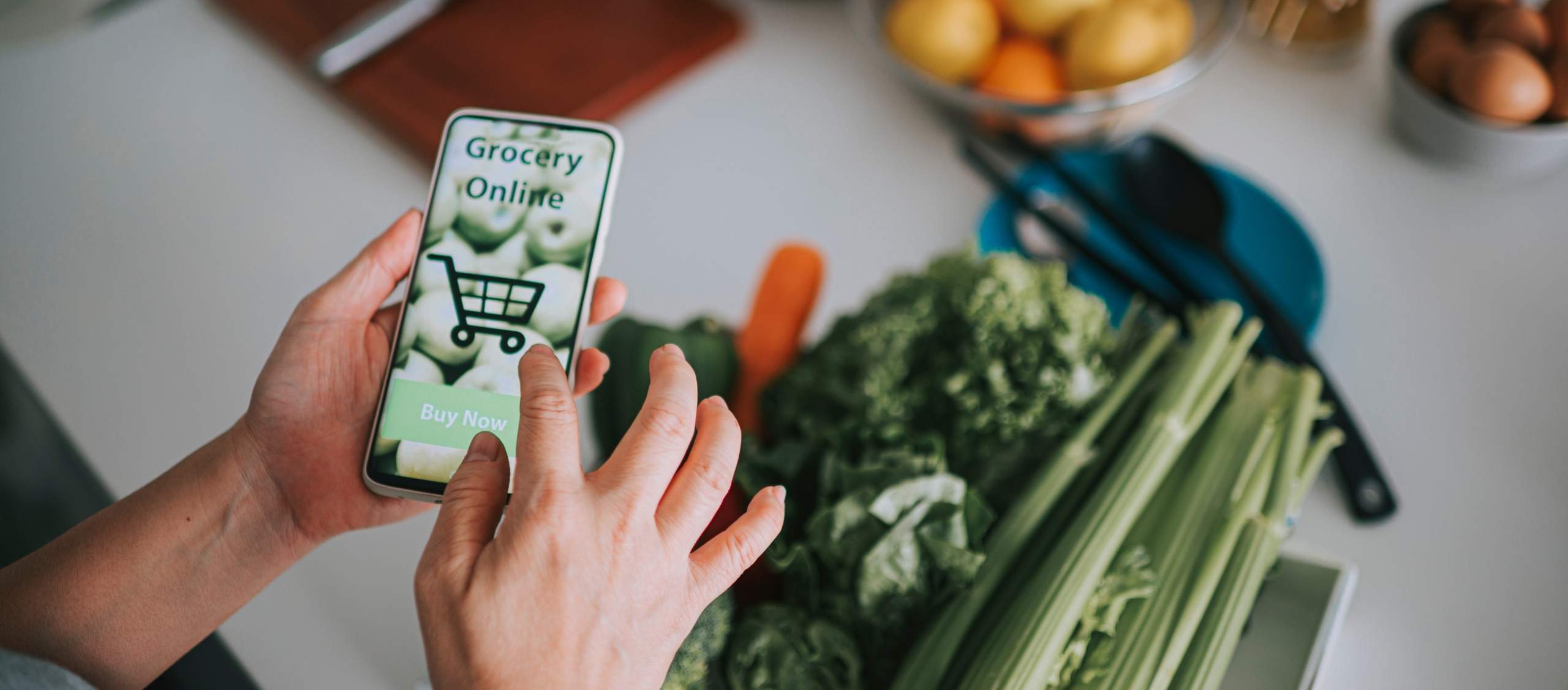 Man shopping for groceries online