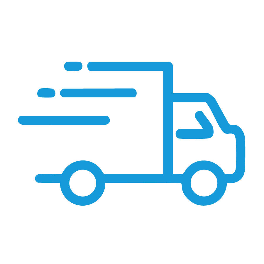 Icon of a truck symbolizing fast turnaround