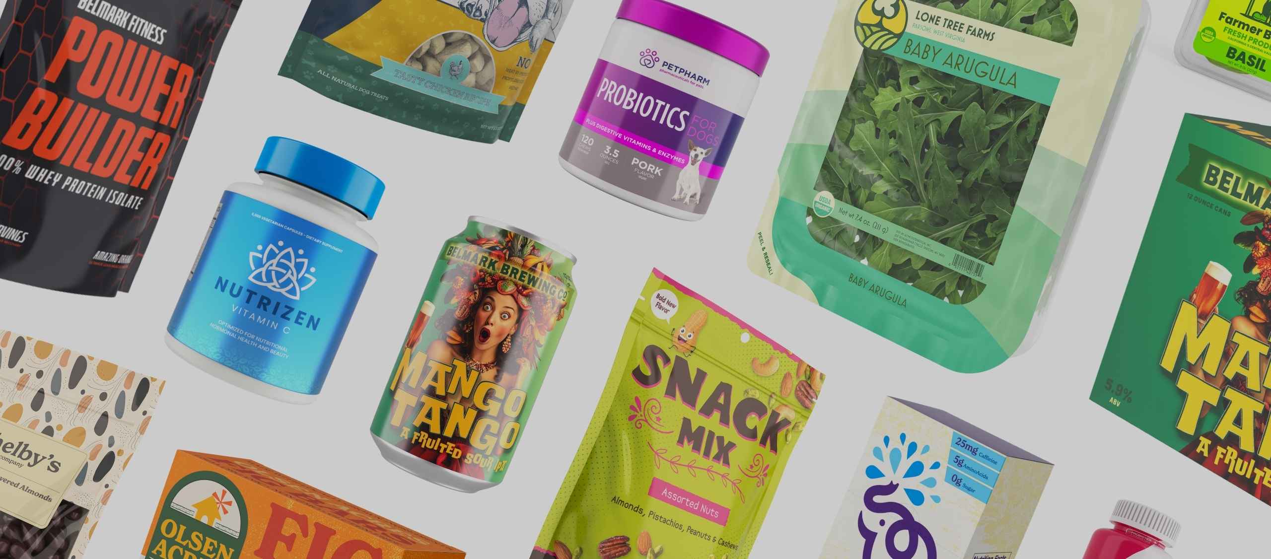 A variety of custom packaged products.