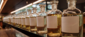 premium pressure sensitive labels on clear glass bottles