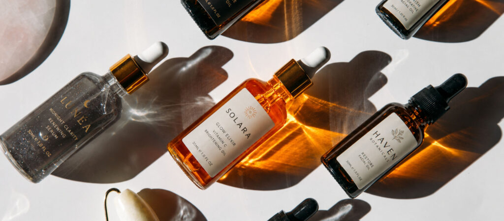 beauty product bottles with premium pressure sensitive labels