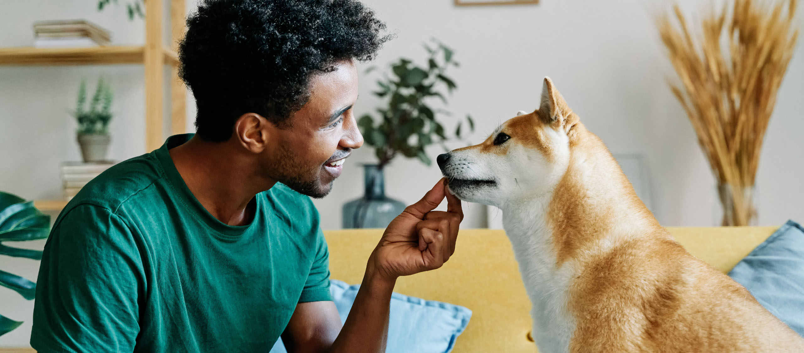 man with his dog