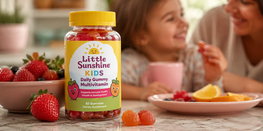 multivitamin bottle with BOPP label