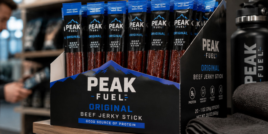 beef jerky sticks in custom display box