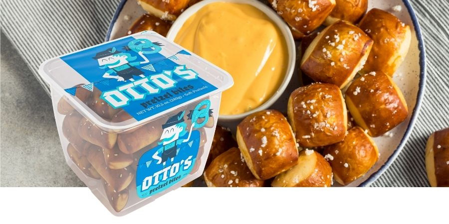 resealable lidding film packaging of pretzel bites