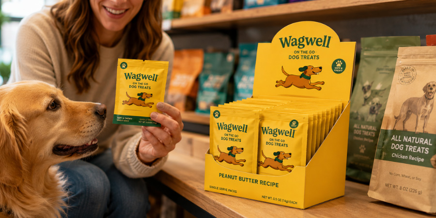 dog treats in custom display box