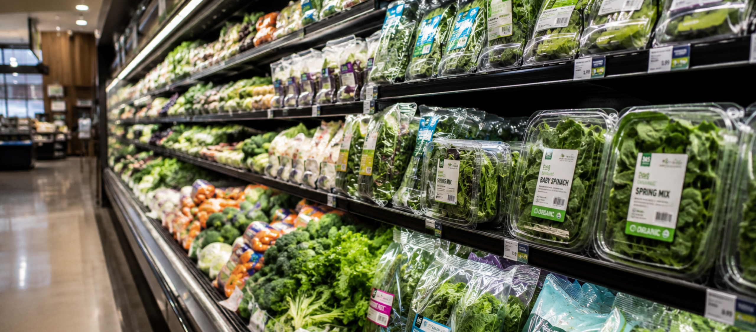Comp Sustainable Options for Produce Aisle produce aisle in grocery store