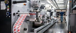 pressure sensitive labels being printed