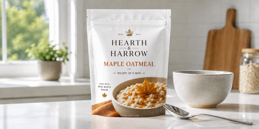 ready-to-eat oatmeal in digital printed bag