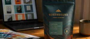 whole bean coffee in a stand up pouch