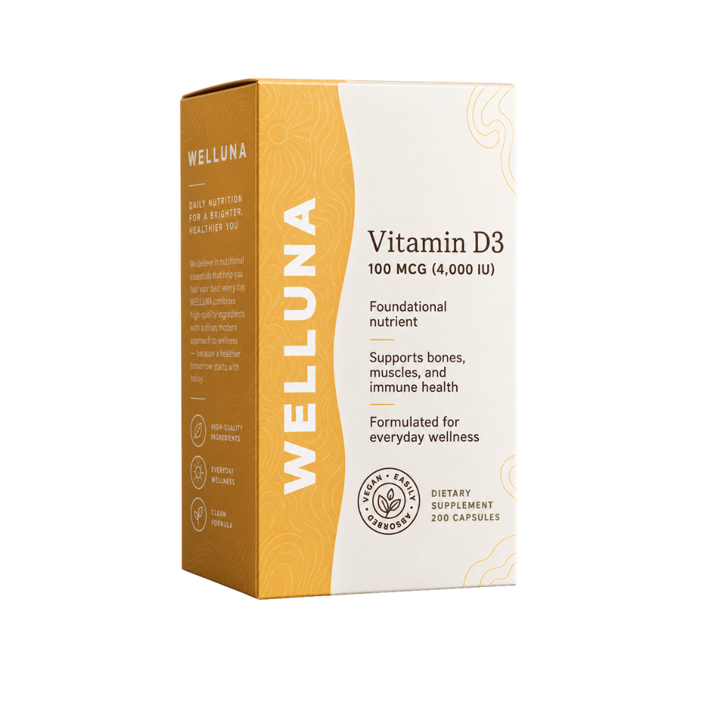 vitamin D3 in single unit folding carton packaging